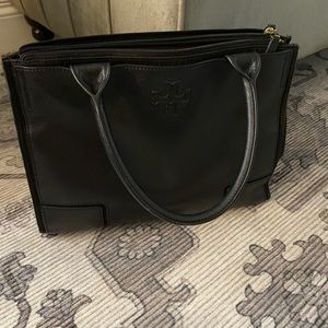 COPY - Tory Burch Ella black leather and canvas p…